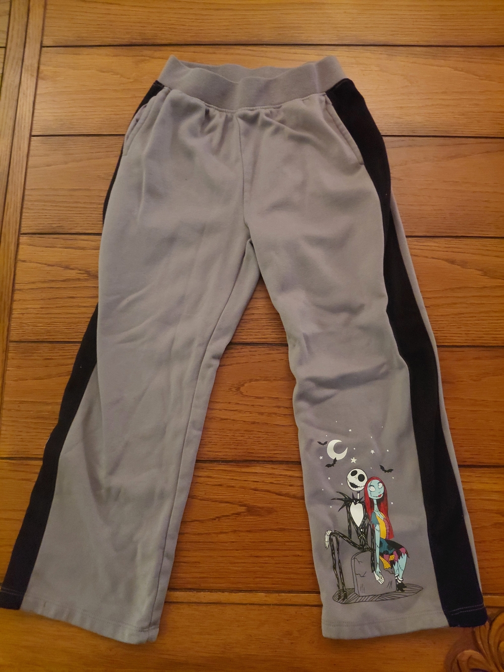 Disney Gray Sweatpants with Black Side Panels and Character Graphic